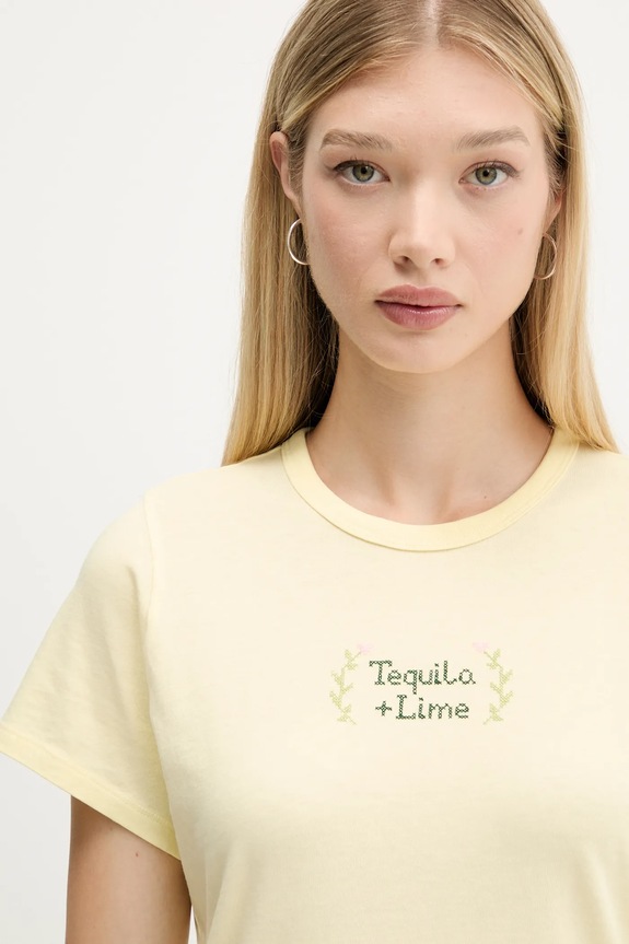 Βαμβακερό μπλουζάκι Abercrombie & Fitch κίτρινο KI157.5176.800