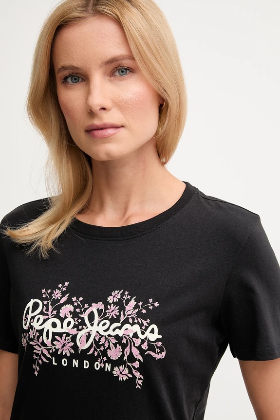 Pamučna majica Pepe Jeans crna PL5000049