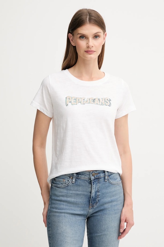Pepe Jeans pamut póló pamut fehér PL5000013