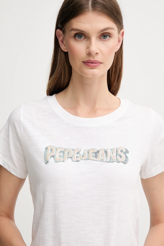 Pepe Jeans pamut póló fehér PL5000013