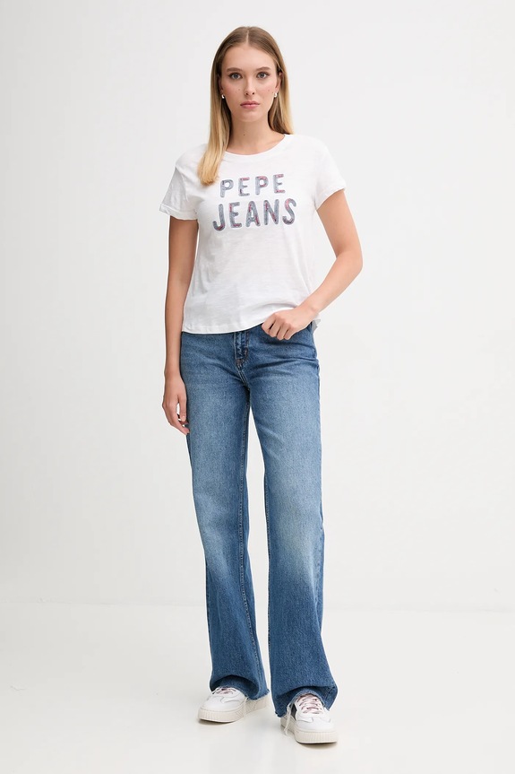 Bavlněné tričko Pepe Jeans PL5000045 bílá AW25