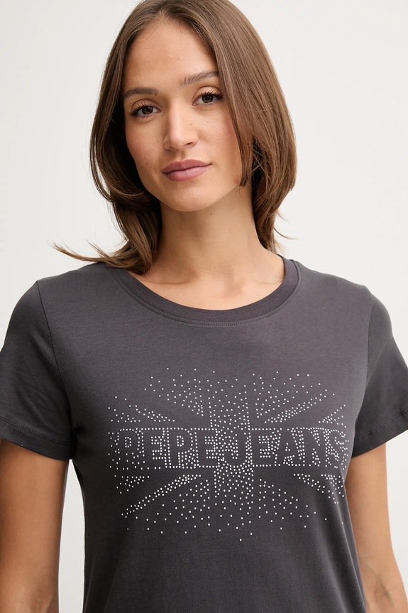 Βαμβακερό μπλουζάκι Pepe Jeans γκρί PL5000026