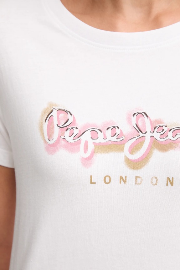 Βαμβακερό μπλουζάκι Pepe Jeans PL5000027 λευκό