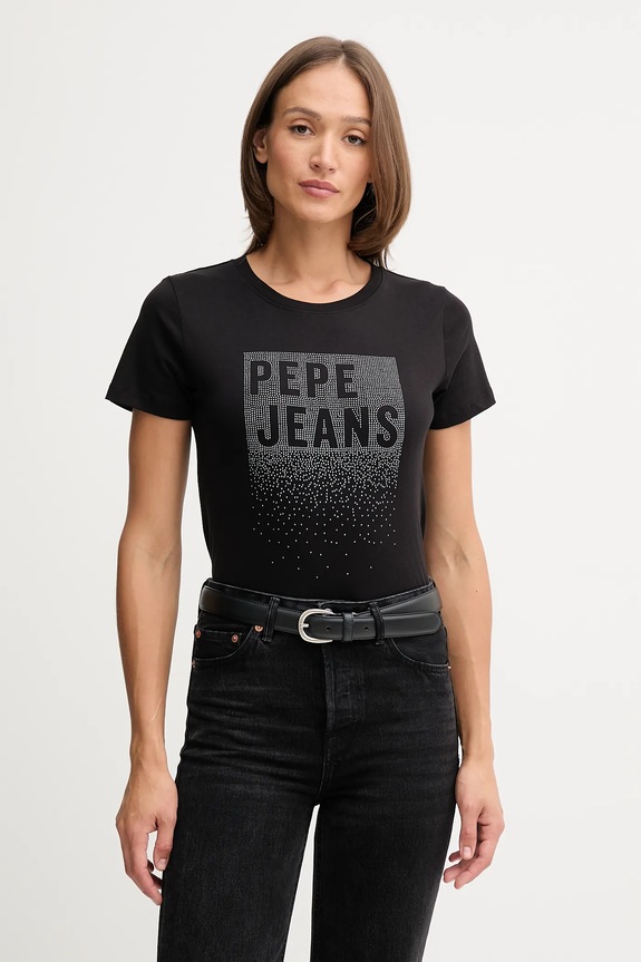 Pamučna majica Pepe Jeans Planet friendly crna PL5000020