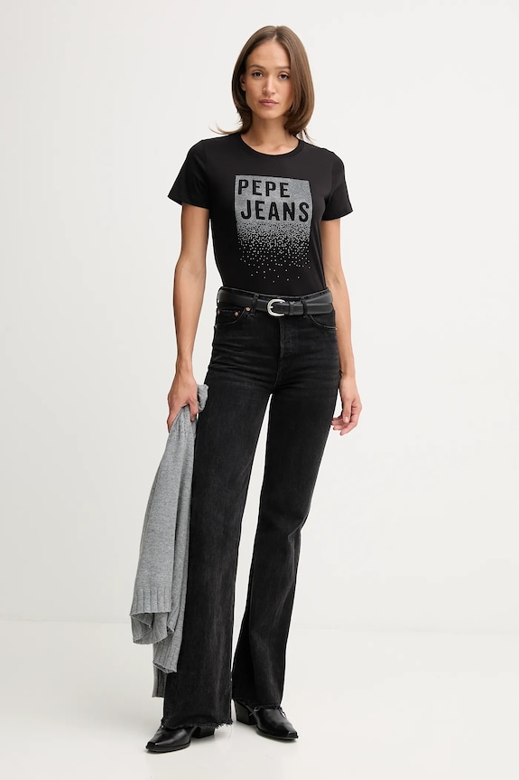 Pamučna majica Pepe Jeans PL5000020 crna AW25