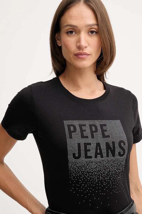 Pamučna majica Pepe Jeans crna PL5000020