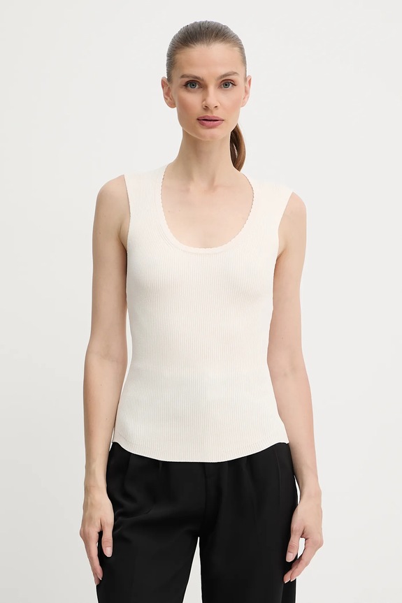 Twinset top z elastanem beżowy 252TP3350
