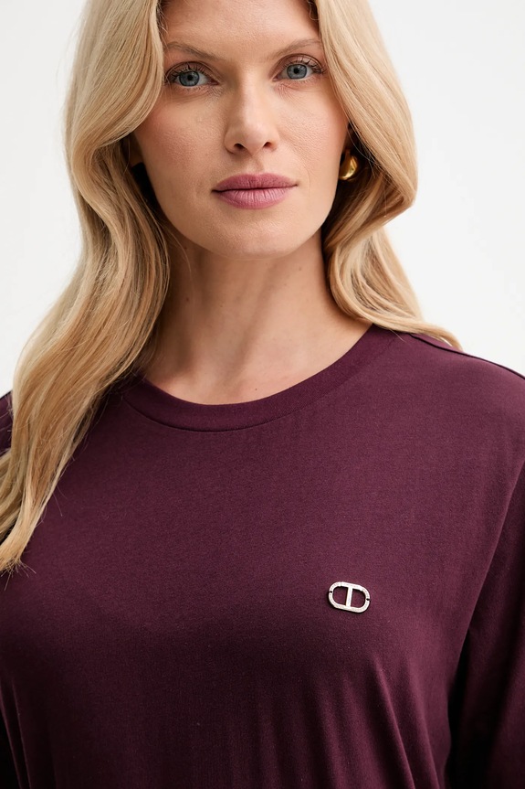 Twinset t-shirt bawełniany bordowy 252TP2057