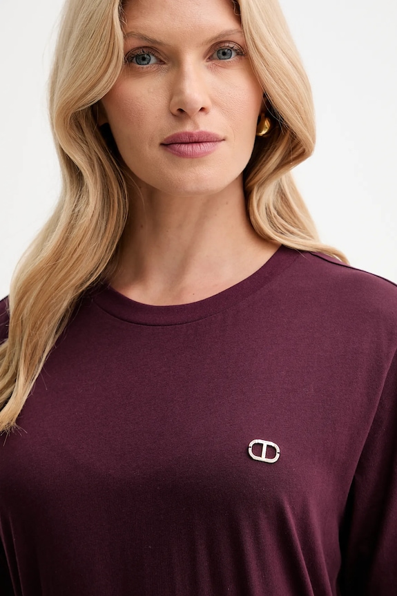 Twinset t-shirt bawełniany bordowy 252TP2057