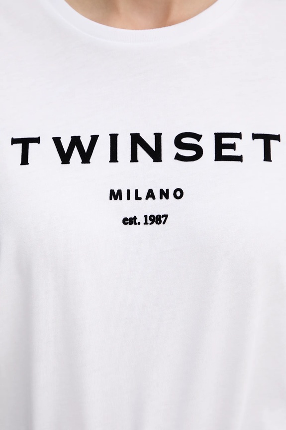 Twinset t-shirt bawełniany 252TP2050 biały