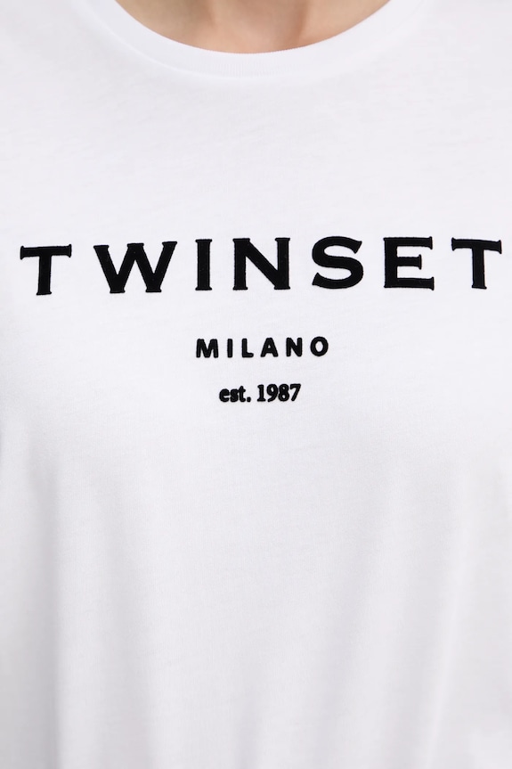 Twinset t-shirt bawełniany 252TP2050 biały