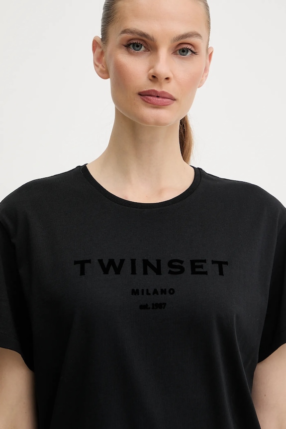 Twinset tricou din bumbac negru 252TP2050