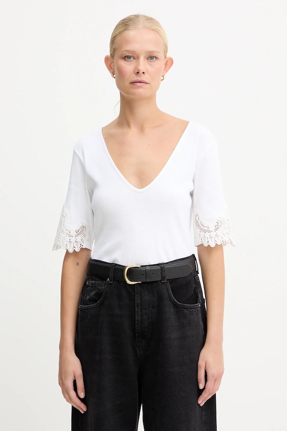 Bavlnené tričko Twinset slim biela 252TT2170