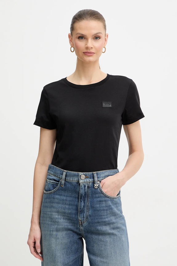 Pamučna majica Armani Exchange Planet friendly crna XW001386.AF10356