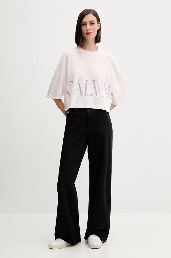 Calvin Klein Jeans t-shirt bawełniany LV047D206G różowy AW25