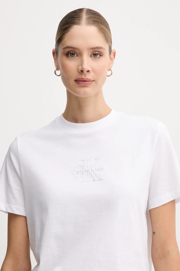 Calvin Klein Jeans T-shirt damski bawełniany biały LV047D873G