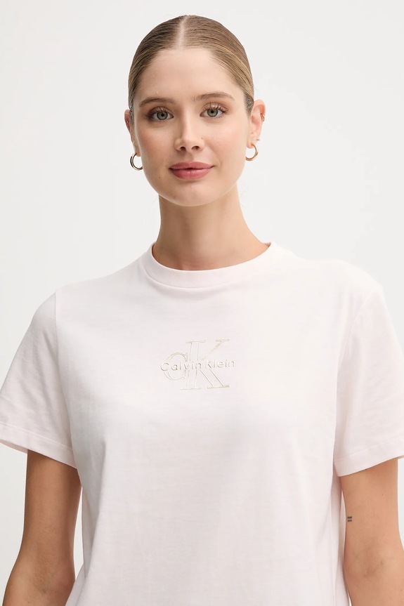 Calvin Klein Jeans T-shirt damski bawełniany różowy LV047D873G