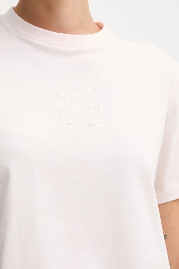 Calvin Klein Jeans T-shirt damski bawełniany LV047D873G różowy