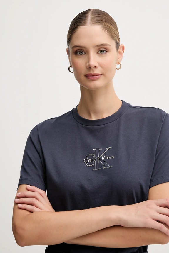 Calvin Klein Jeans T-shirt damski bawełniany granatowy LV047D873G