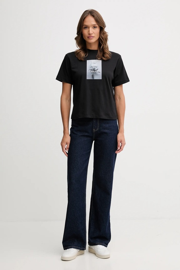 Βαμβακερό μπλουζάκι Calvin Klein Jeans LV047D880G μαύρο AW25