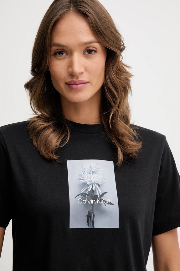 Βαμβακερό μπλουζάκι Calvin Klein Jeans μαύρο LV047D880G