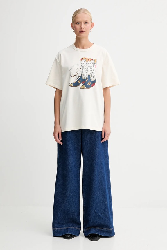 Βαμβακερό μπλουζάκι Levi's 001MX μπεζ SS26