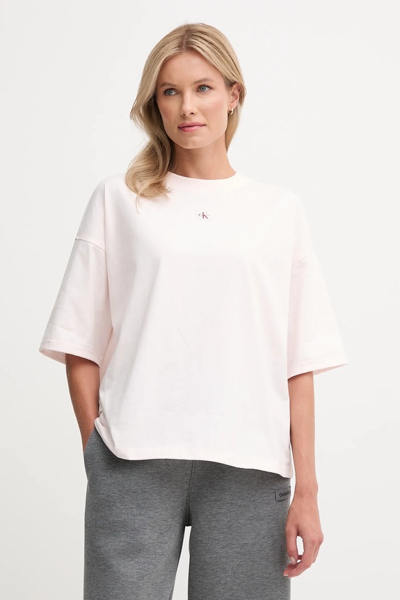 Calvin Klein Jeans tricou din bumbac imprimeu roz LV047D204G