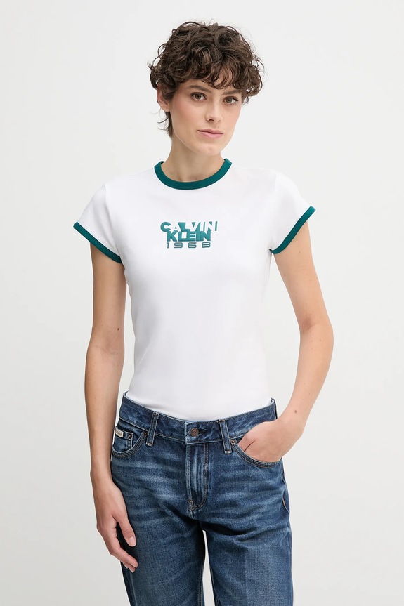 Calvin Klein Jeans t-shirt aplikacja biały LV047D208G