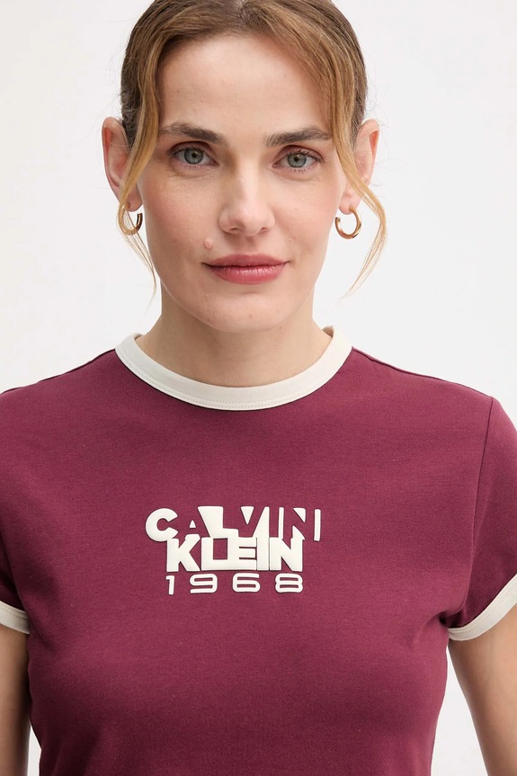 Tričko Calvin Klein Jeans burgundské LV047D208G