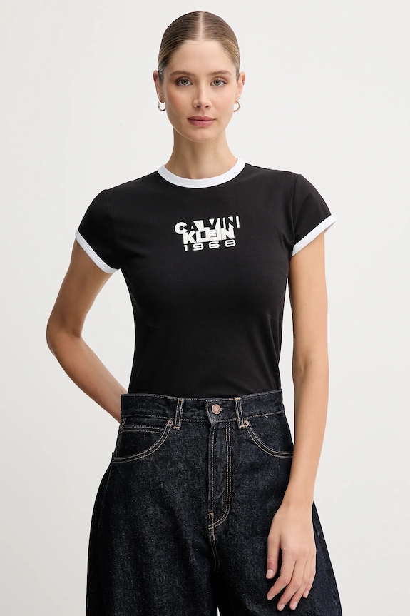 Calvin Klein Jeans t-shirt aplikacja czarny LV047D208G