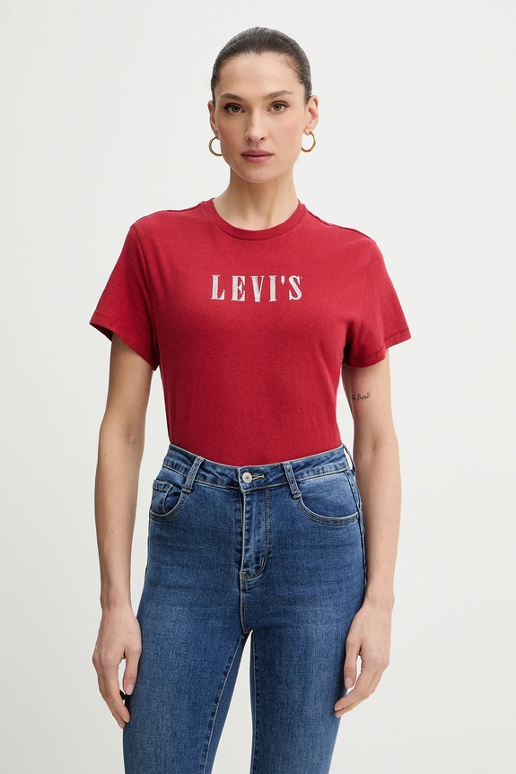 Bavlnené tričko Levi's nášivka červená A2226.0143