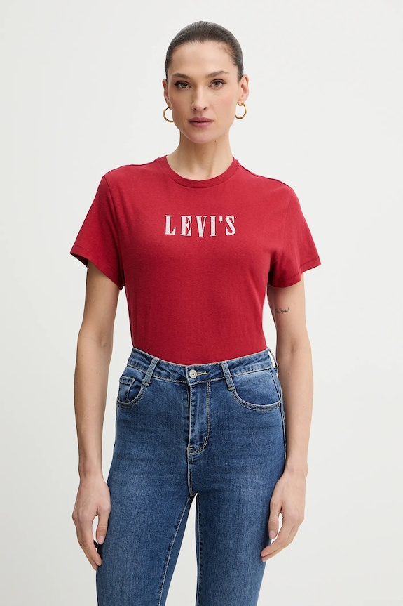 Bavlnené tričko Levi's nášivka červená A2226.0143