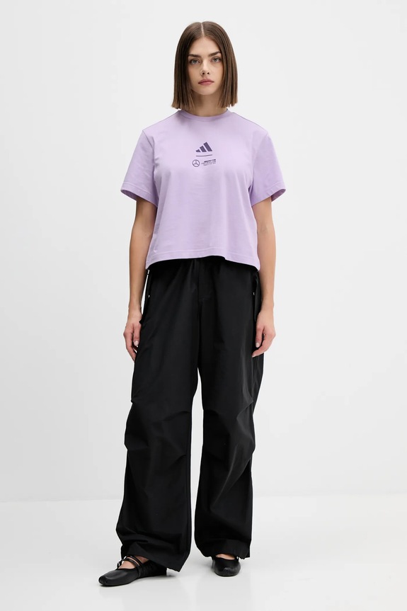 Βαμβακερό μπλουζάκι adidas x Mercedes JX8816 μωβ AW25