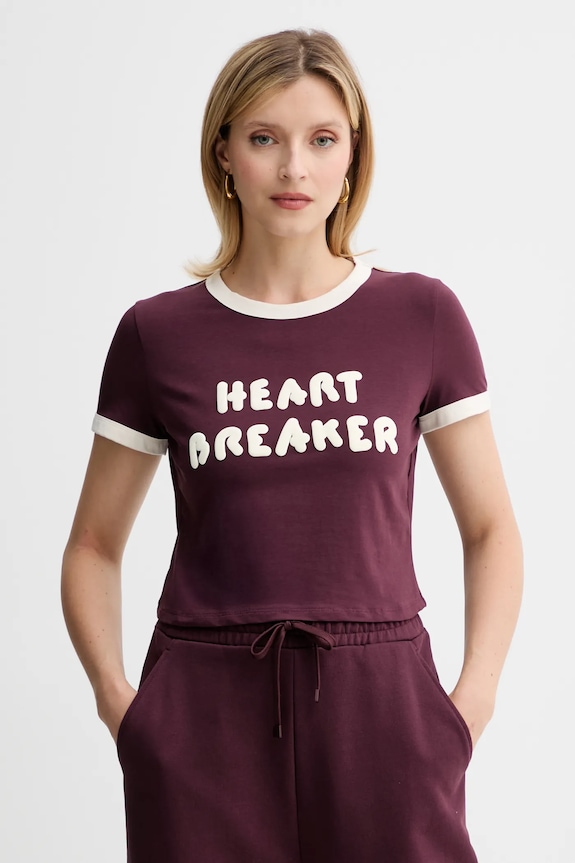 MAX&Co. t-shirt z elastanem bordowy 2528946012200