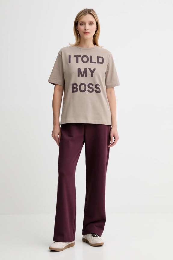 MAX&Co. t-shirt bawełniany 2528976032200 beżowy AW25