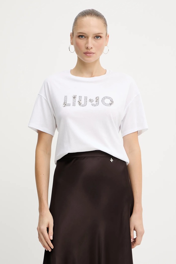 Bavlnené tričko Liu Jo relaxed biela MF5347.JS923