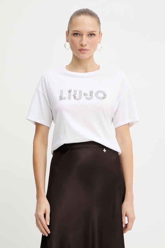 Bavlnené tričko Liu Jo relaxed biela MF5347.JS923
