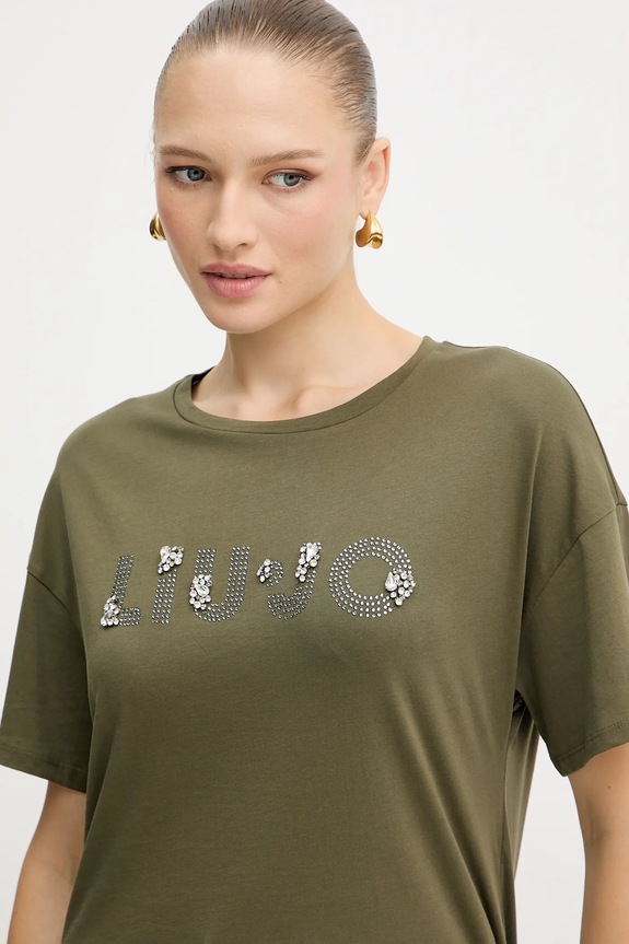Liu Jo t-shirt bawełniany zielony MF5347.JS923