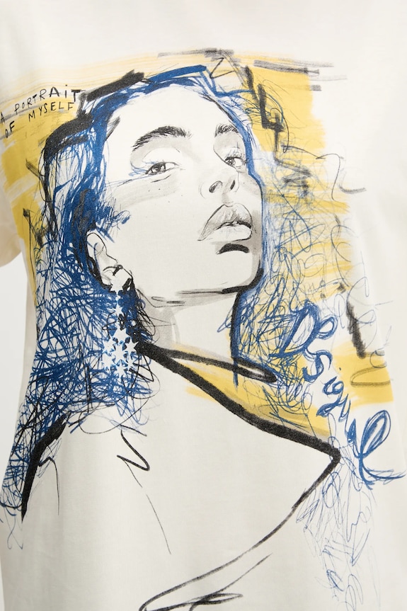 Bavlnené tričko Desigual PORTRAIT 25WWTK05 béžová