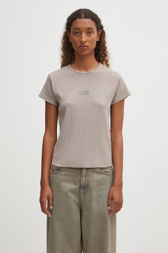 MM6 Maison Margiela maglieta con aggiunta di lana semplice beige S52GC0357.M20122.809