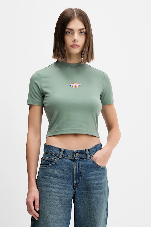 Bavlnené tričko Dickies nášivka zelená DK0A4XPO
