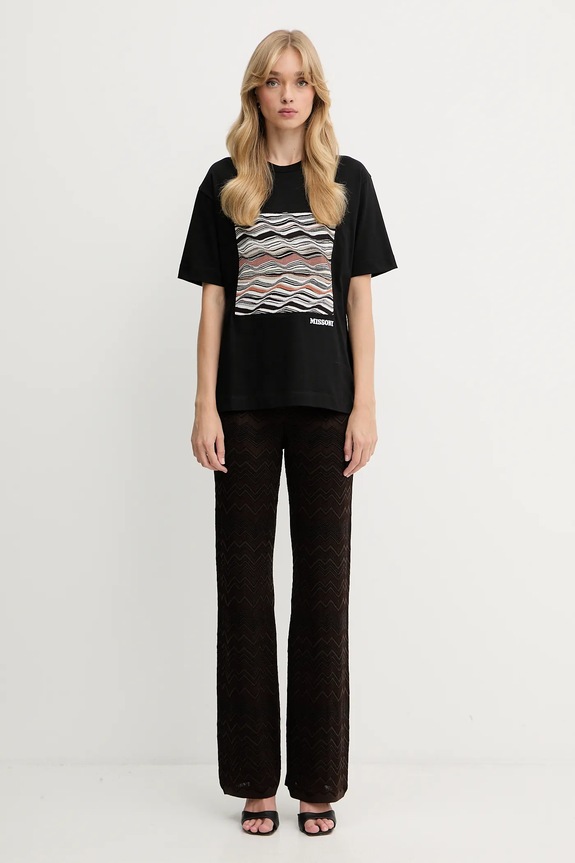 Bavlnené tričko Missoni DS25WL06.BJ00PJ čierna AW25