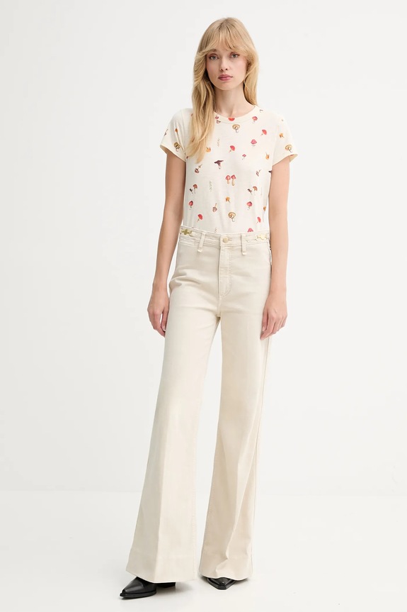 Βαμβακερό μπλουζάκι Rag & Bone RE6E25FT3SW μπεζ AW25