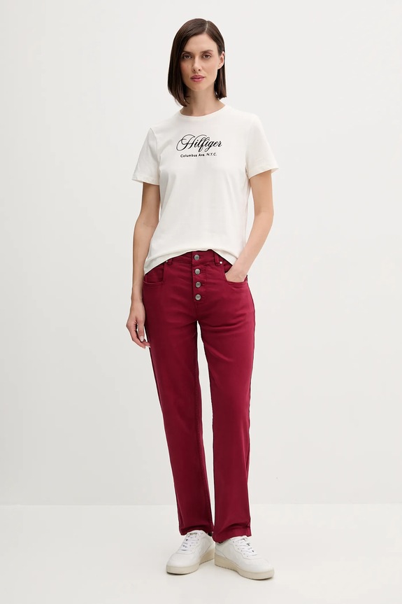 Bavlnené tričko Tommy Hilfiger WW0WW46120 béžová AW25