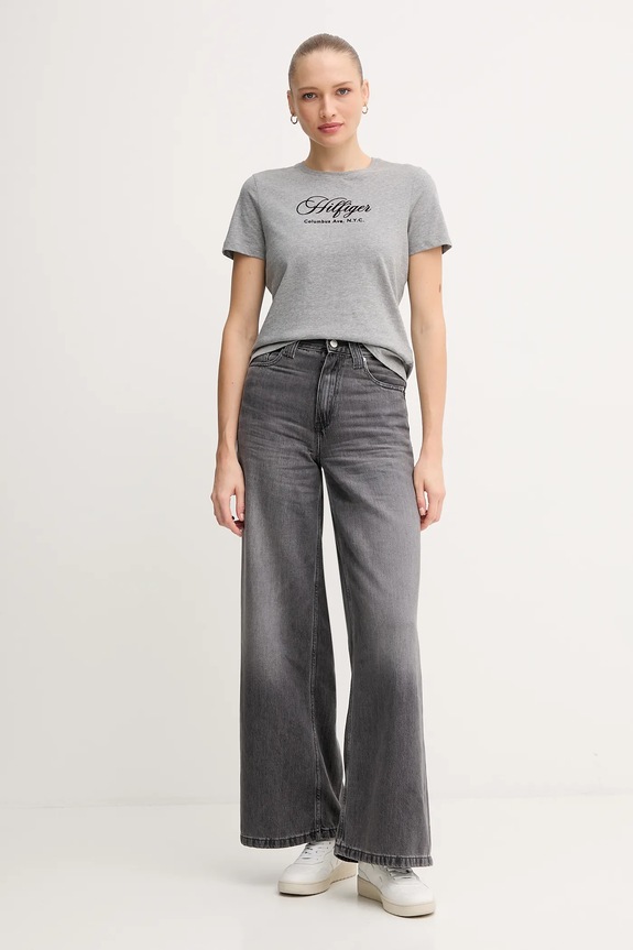 Tommy Hilfiger t-shirt bawełniany WW0WW46120 szary AW25