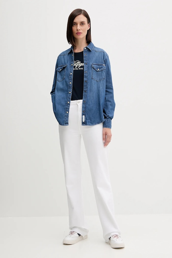 Bavlnené tričko Tommy Hilfiger WW0WW46120 tmavomodrá AW25