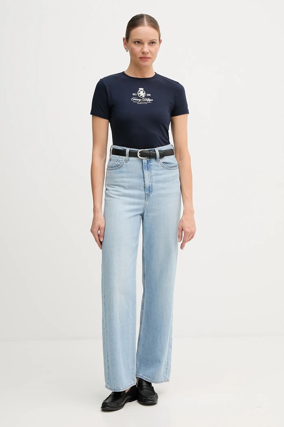 Tommy Hilfiger tricou WW0WW47316 bleumarin AW25