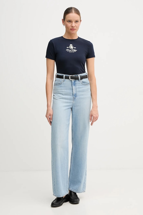 Tommy Hilfiger tricou WW0WW47316 bleumarin AW25