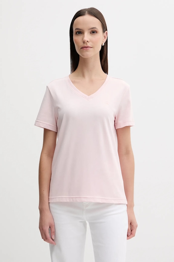Βαμβακερό μπλουζάκι Calvin Klein Jeans κανονικό ροζ LV047B205G