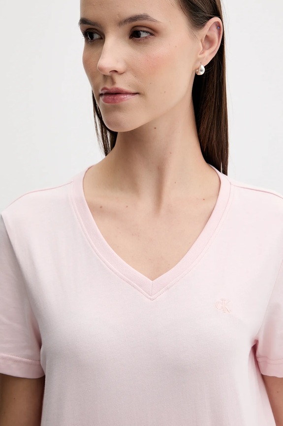Βαμβακερό μπλουζάκι Calvin Klein Jeans ροζ LV047B205G